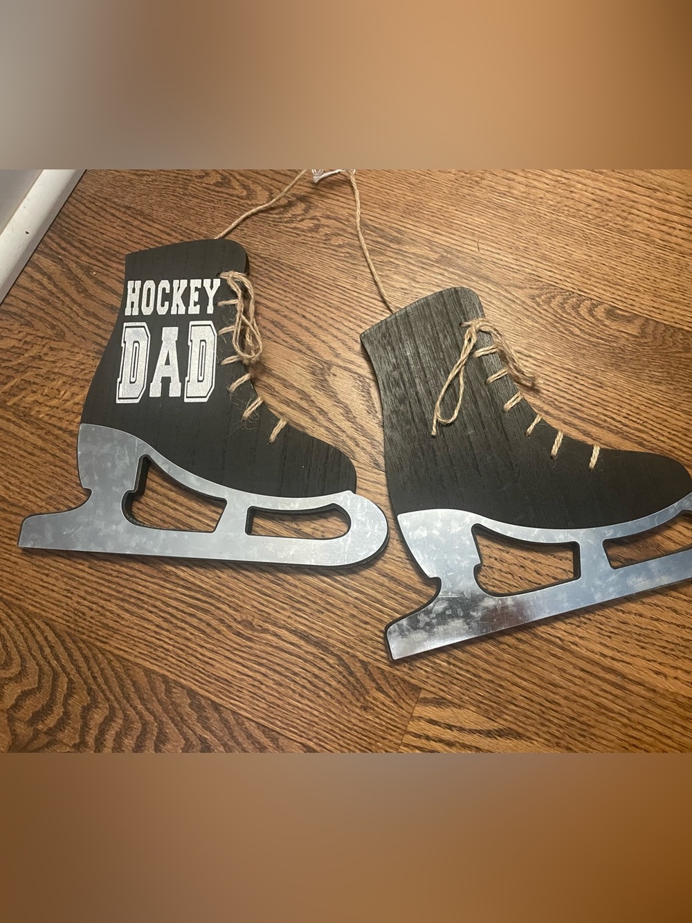 Hockey Dad Ice Skate Wall Decor - Black & Silver